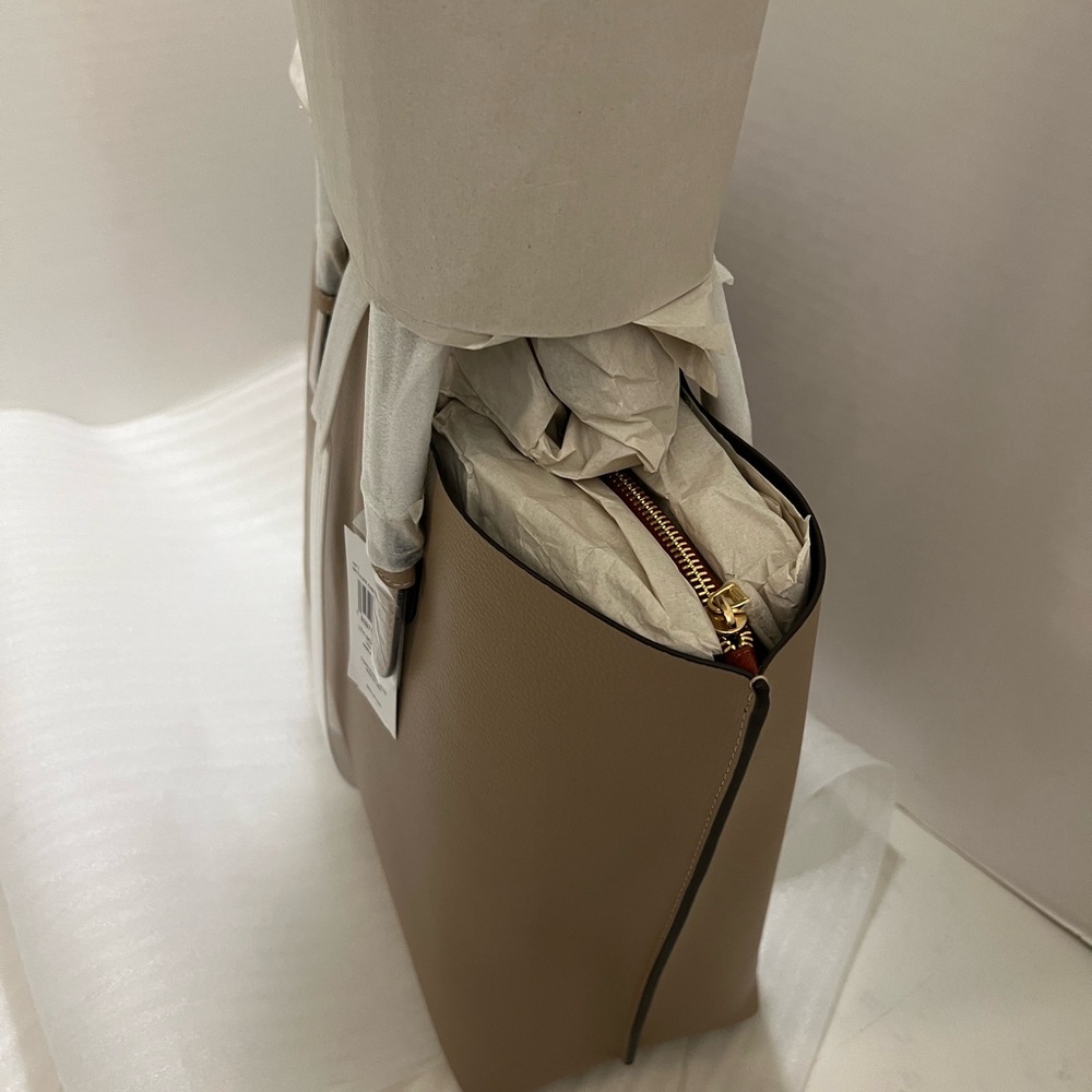 Coach Brown Leather Tote with Gold Accents color / taupe oxblood - Picture 14 of 16